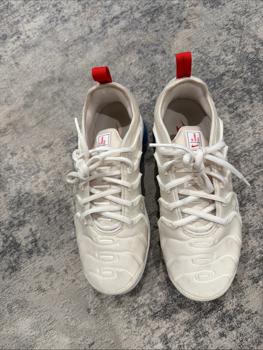 Nike White Sneakers with orange Red Pull Tabs